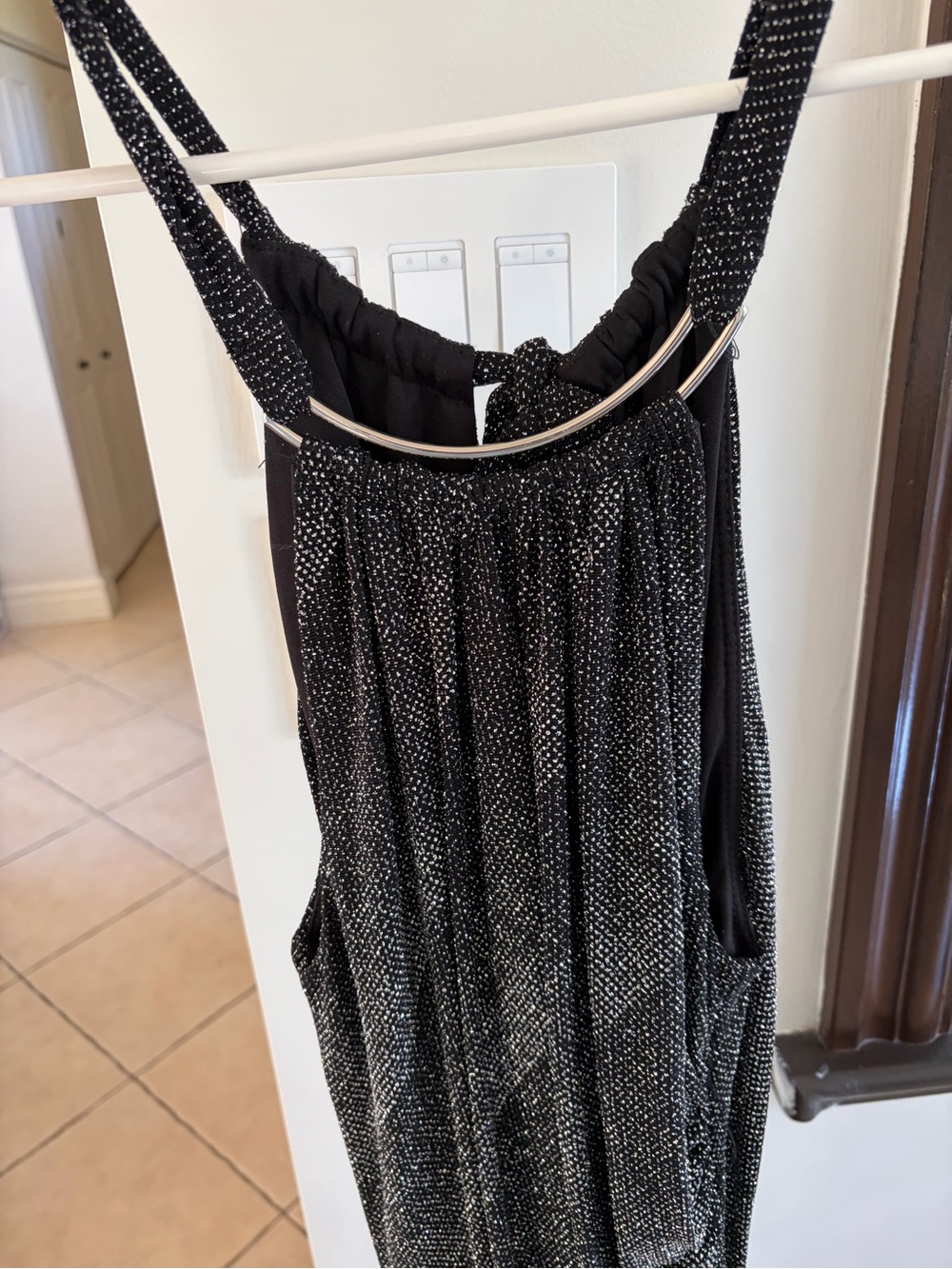 le chateau Black Knit dress with Silver Lurex